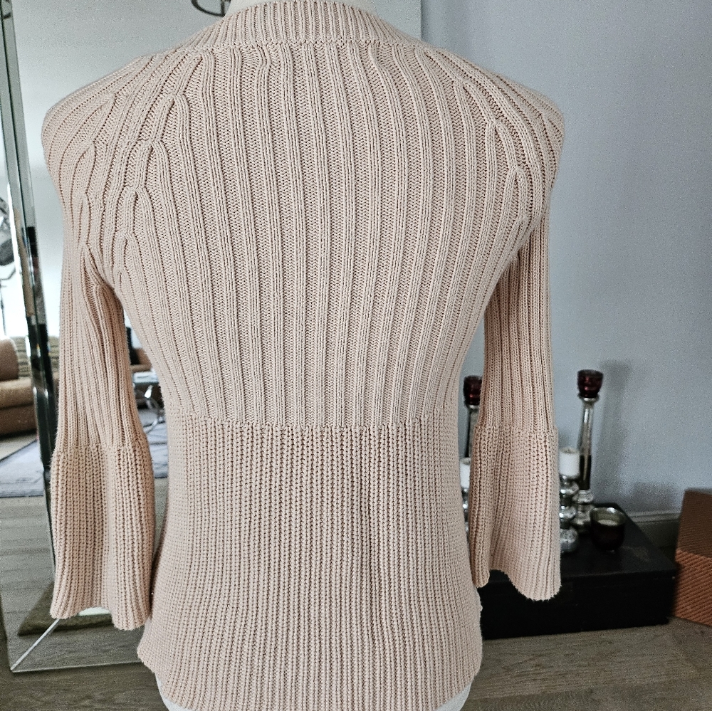 Zara Pink Bell Sleeve Button Up Sweater Size M - Picture 5 of 10